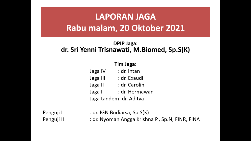 Laporan Jaga Rabu, 20 Oktober 2021